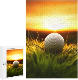 Puzzles for Adults 1000 Pieces - Golf Ball Sunset BackgGolf Funny Puzzle Educational Games Home Decoration Wooden Jigsaw Puzzles
