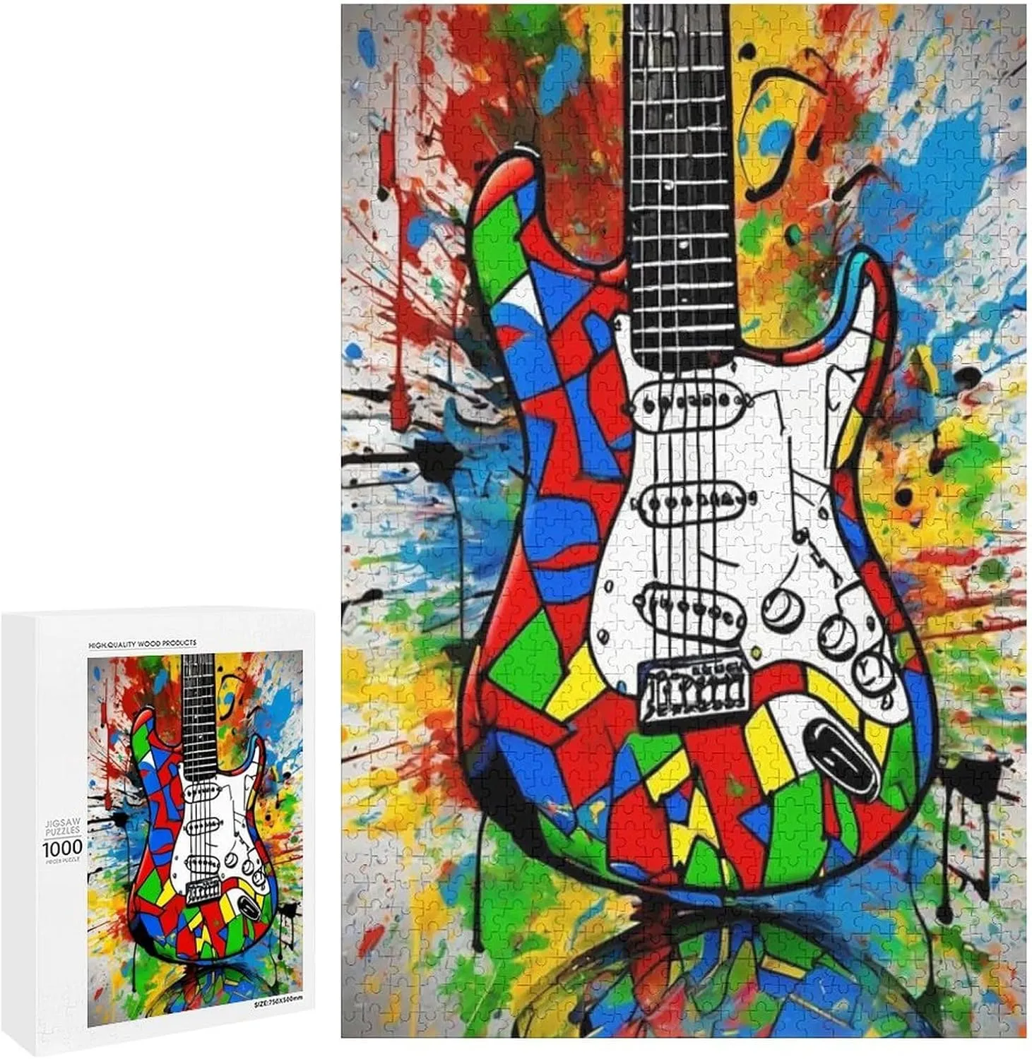 Puzzles for Adults 1000 Pieces - Graffiti Bass Musical Instrument Funny Puzzle Unique Difficult and Challenge Large Puzzle Game Toys Gift