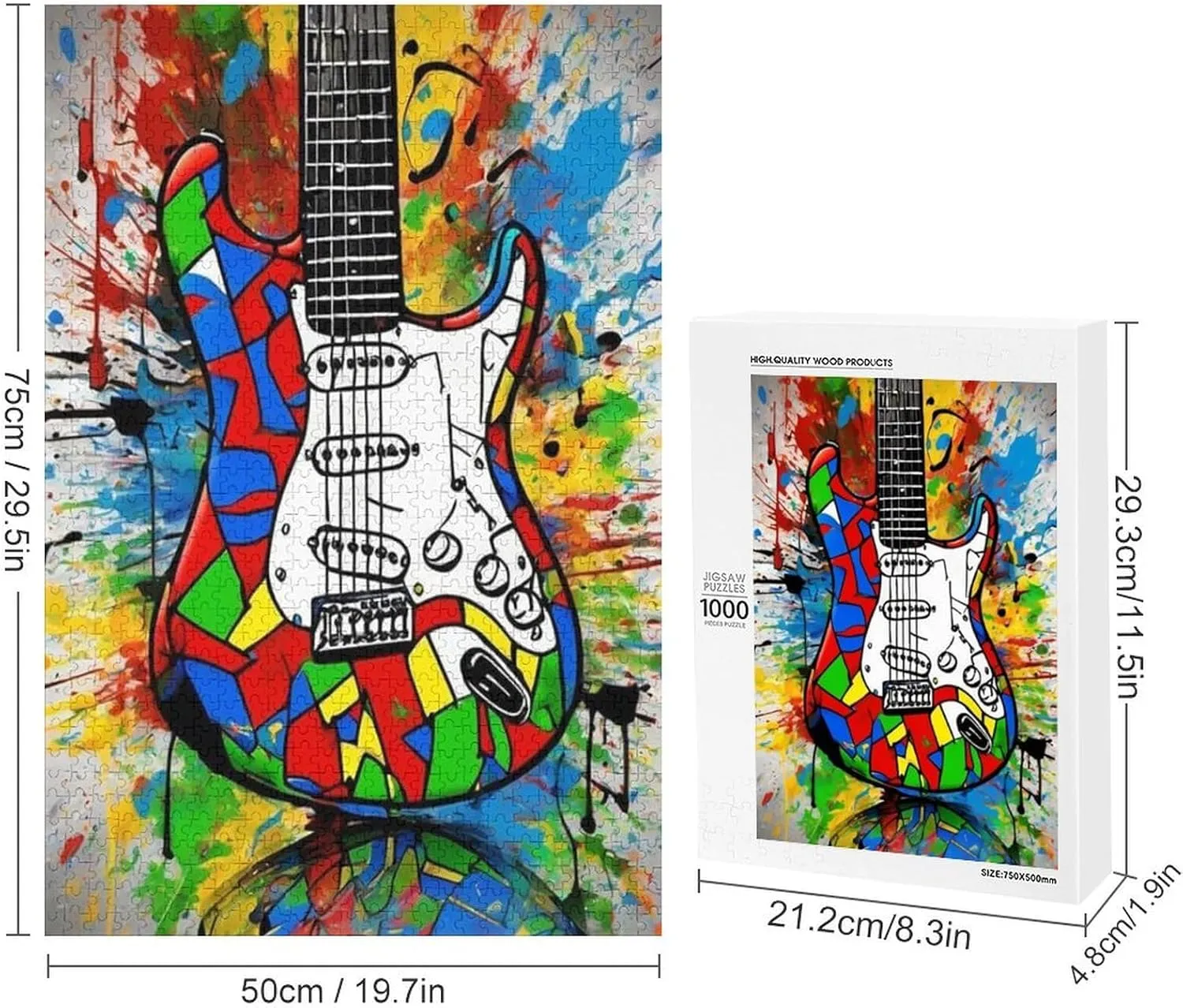 Puzzles for Adults 1000 Pieces - Graffiti Bass Musical Instrument Funny Puzzle Unique Difficult and Challenge Large Puzzle Game Toys Gift