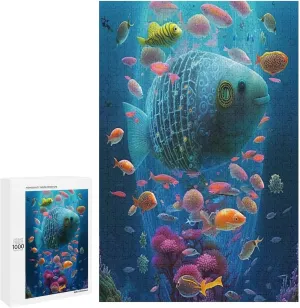 Puzzles for Adults 1000 Pieces - Underwater World Undersea Fishs Funny Puzzle, Seek and Find Activities, Travel Toys for Toddlers and Kids