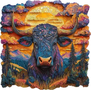 Puzzles for Adults 3D Longhorn Wooden Puzzles, 200 Pieces Unique Shaped Liberty Jigsaw Puzzles, Creative Toys for Adults and Kids, Fun Challenge Family Game 11.2'' x 11.2''
