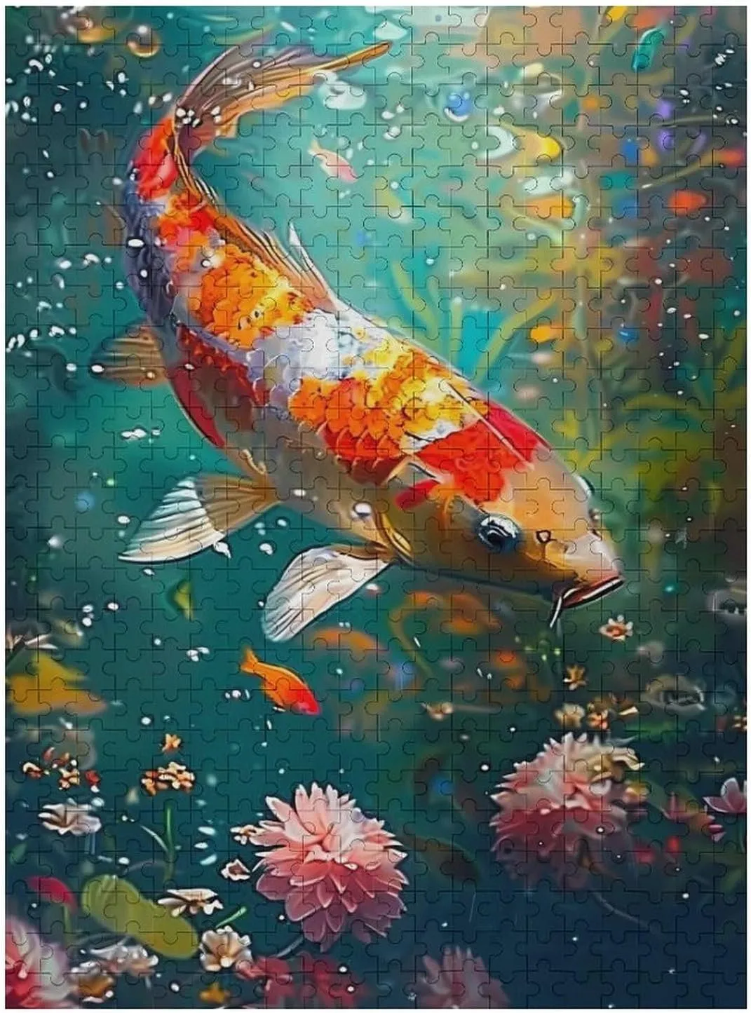 Puzzles for Adults 500 Pieces - Abstract Koi Fish Koi Puzzle for Stress Relief and Leisure Home Decor Collectibles