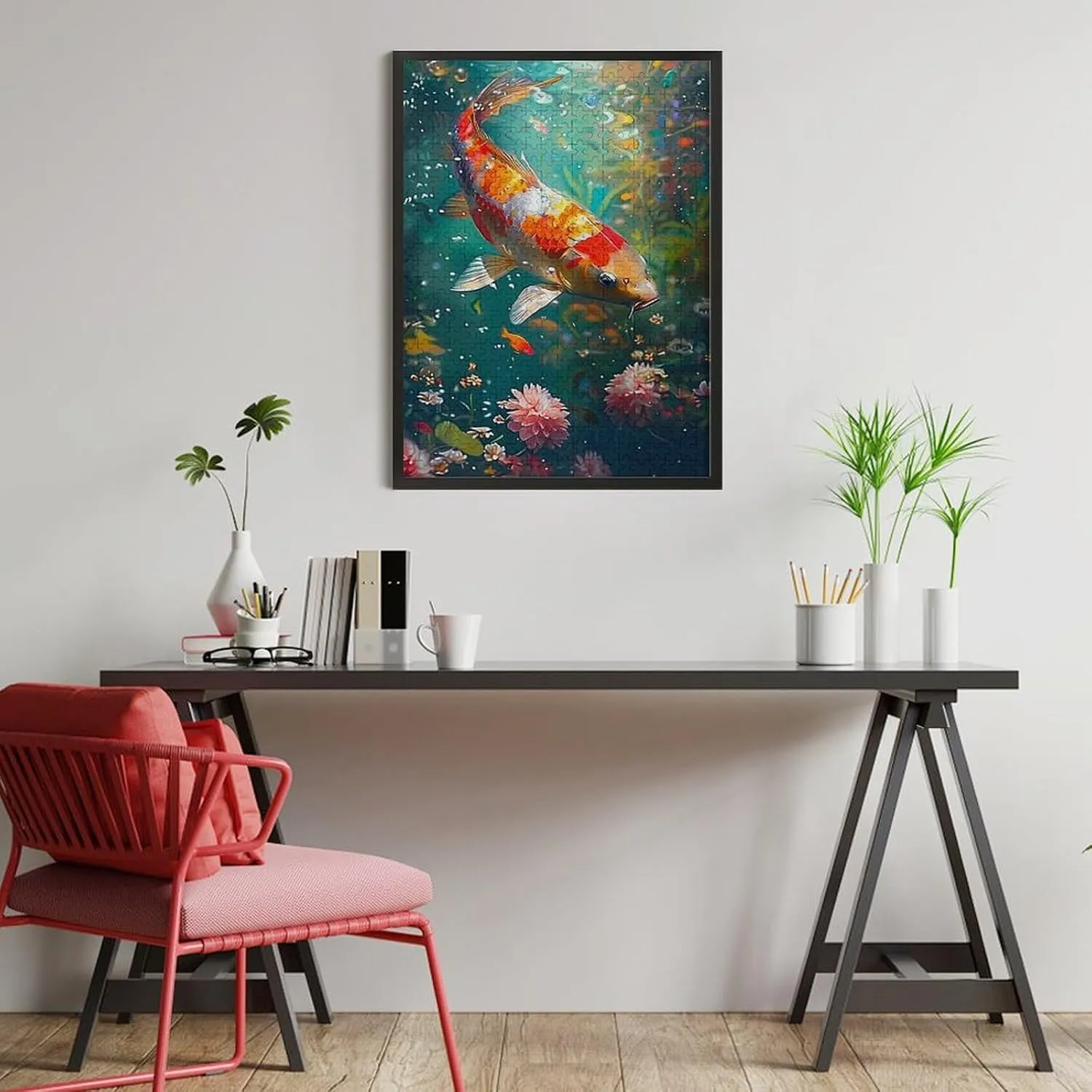 Puzzles for Adults 500 Pieces - Abstract Koi Fish Koi Puzzle for Stress Relief and Leisure Home Decor Collectibles