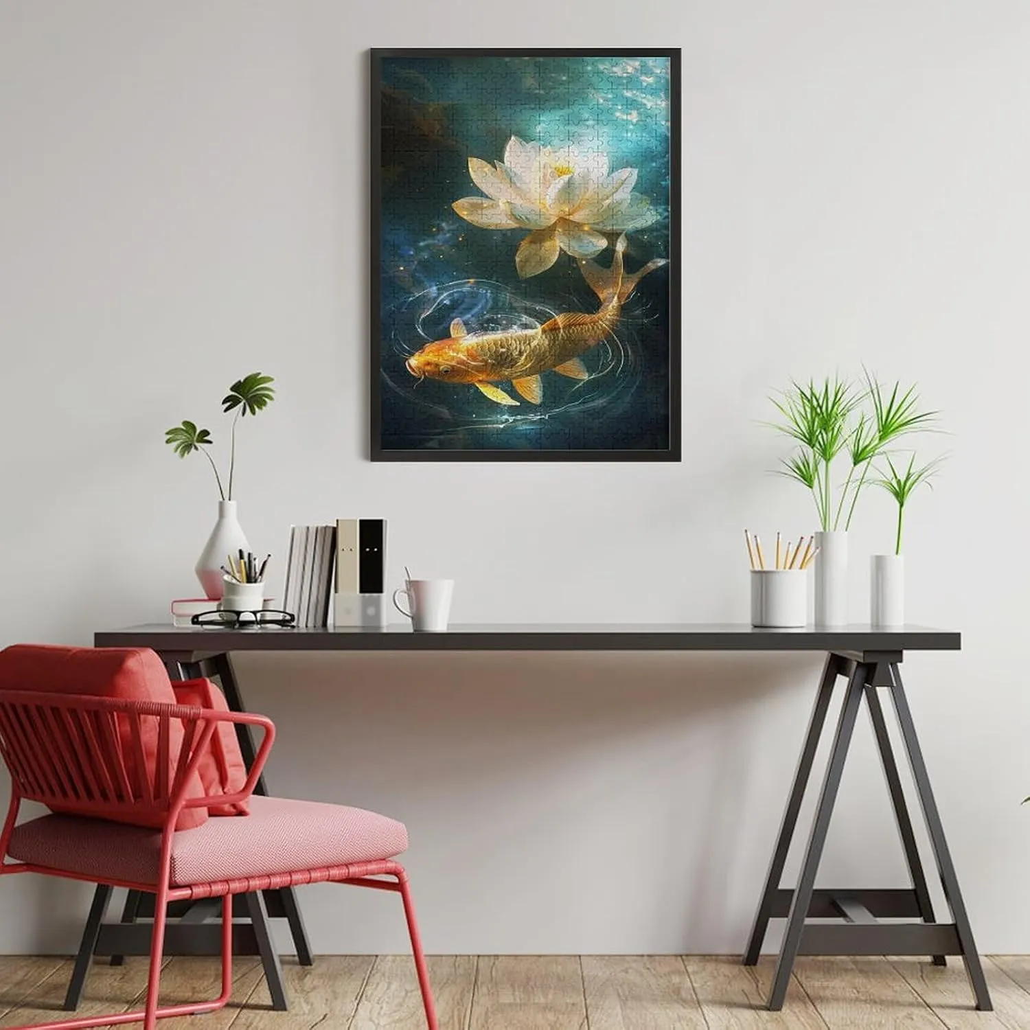 Puzzles for Adults 500 Pieces - Golden Koi and Lotus Flowers in The Water Fish Funny Educational Kids Puzzles,Children Puzzle Games Toys for Girls and Boys