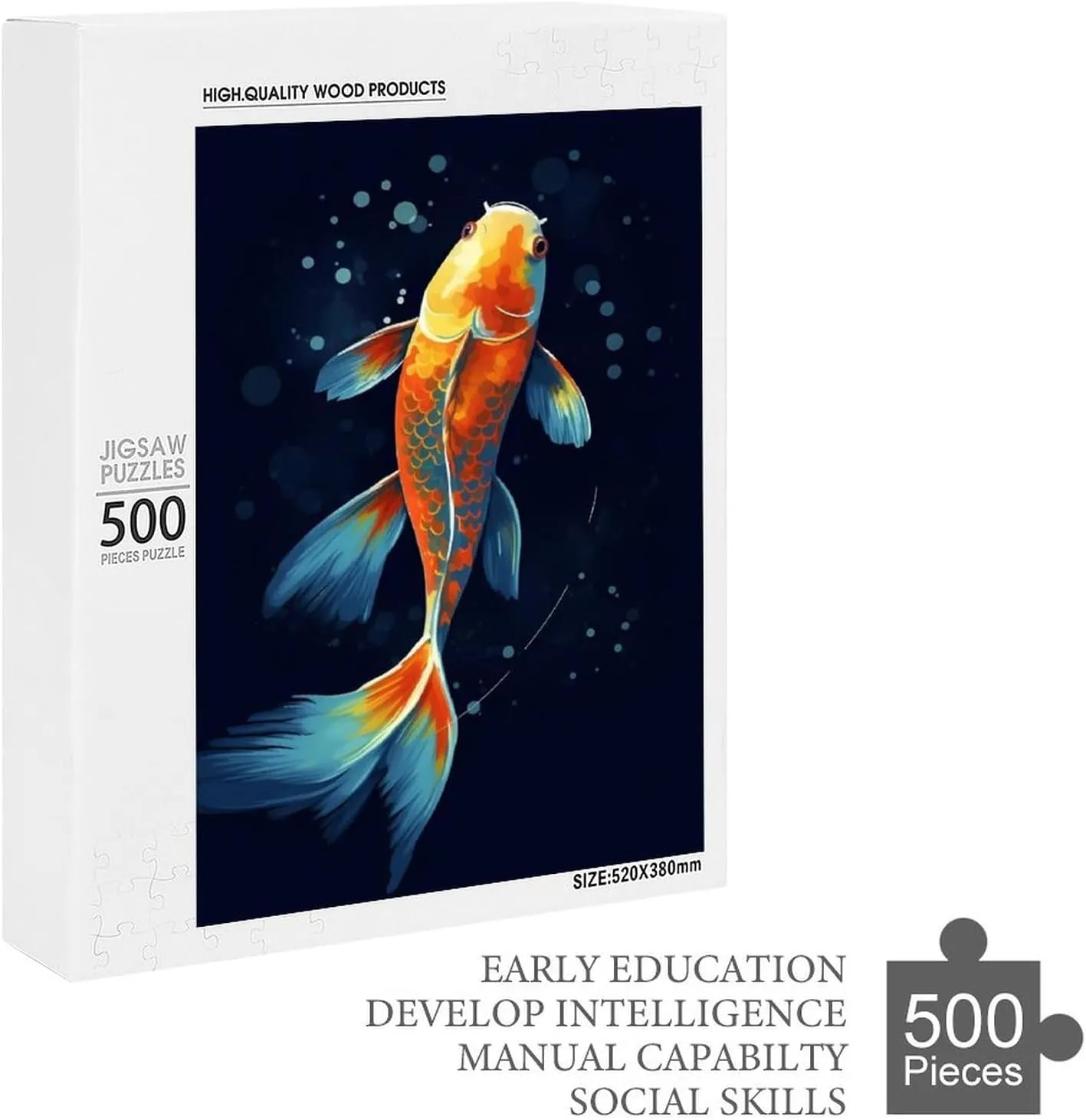 Puzzles for Adults 500 Pieces - Good Luck Koi Fish Koi Fish Challenging Jigsaw Puzzle, Daring to Try, Family Entertainment Interactive Fun Jigsaw Puzzle Gifts