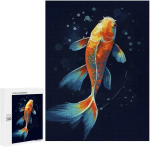 Puzzles for Adults 500 Pieces - Good Luck Koi Fish Koi Fish Challenging Jigsaw Puzzle, Daring to Try, Family Entertainment Interactive Fun Jigsaw Puzzle Gifts