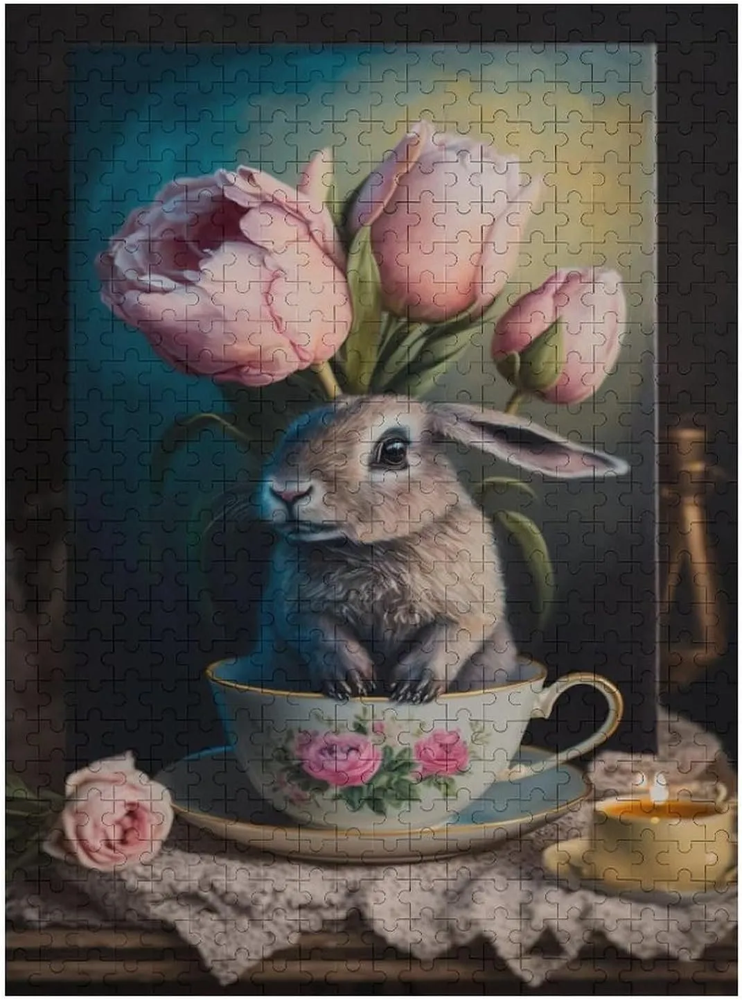 Puzzles for Adults 500 Pieces - Tulip Bunny Fantasy Color Children's Primary Funny Puzzles Poster Family Reunion Puzzle, Toys for Boys and Girl