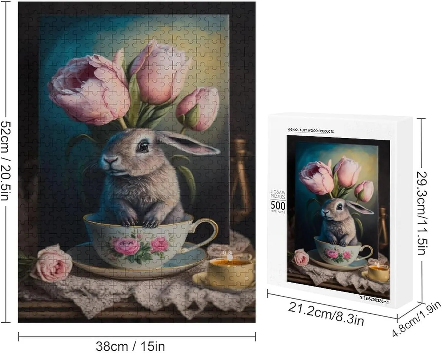 Puzzles for Adults 500 Pieces - Tulip Bunny Fantasy Color Children's Primary Funny Puzzles Poster Family Reunion Puzzle, Toys for Boys and Girl