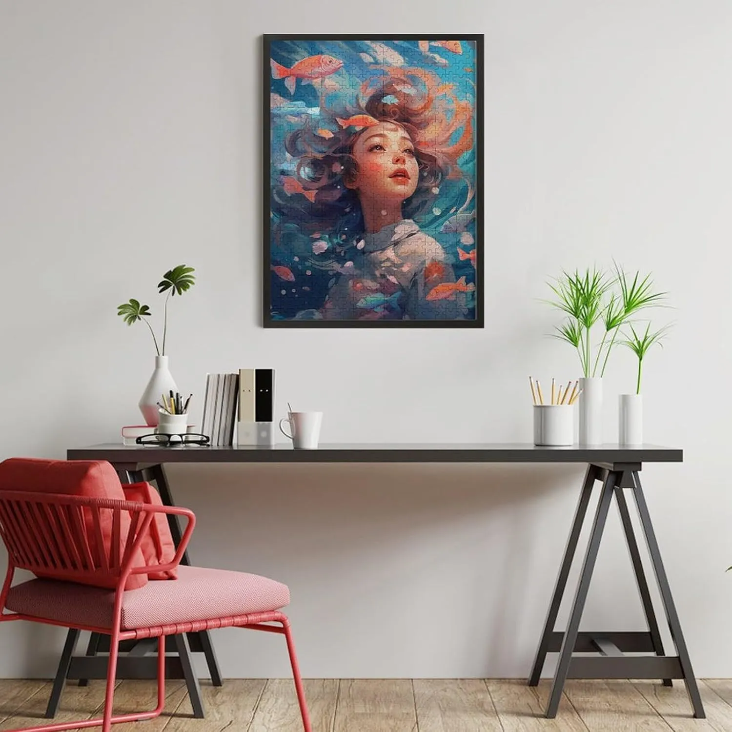 Puzzles for Adults 500 Pieces - Woman Fish Funny Puzzle Unique Difficult and Challenge Large Puzzle Game Toys Gift