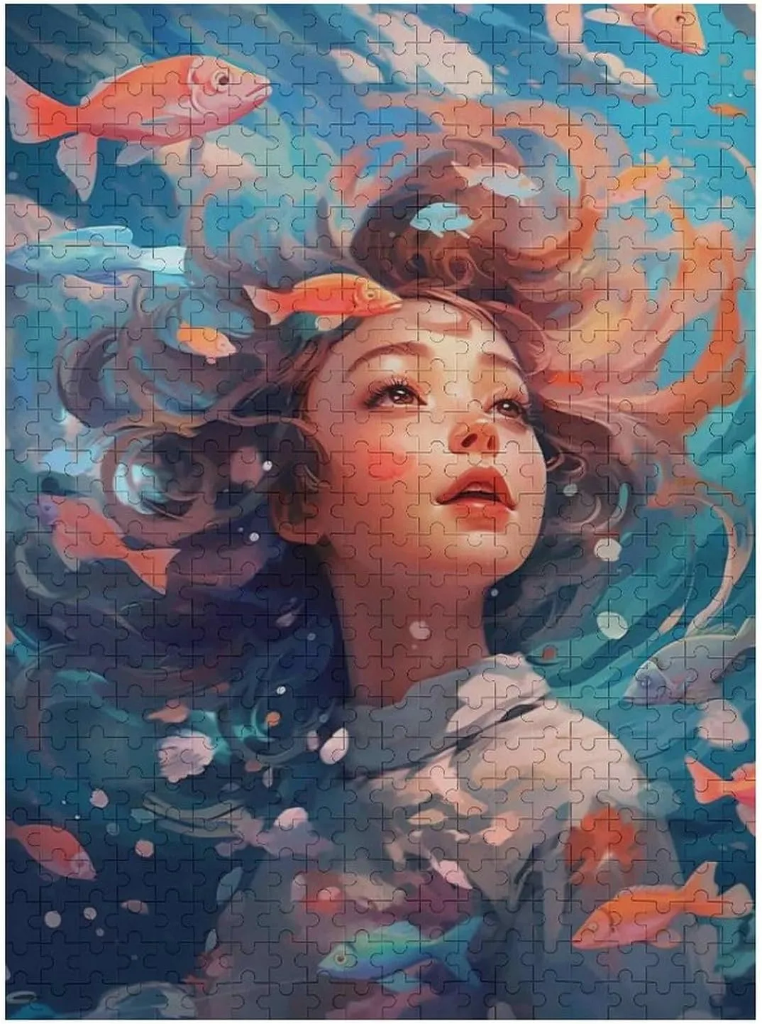 Puzzles for Adults 500 Pieces - Woman Fish Funny Puzzle Unique Difficult and Challenge Large Puzzle Game Toys Gift