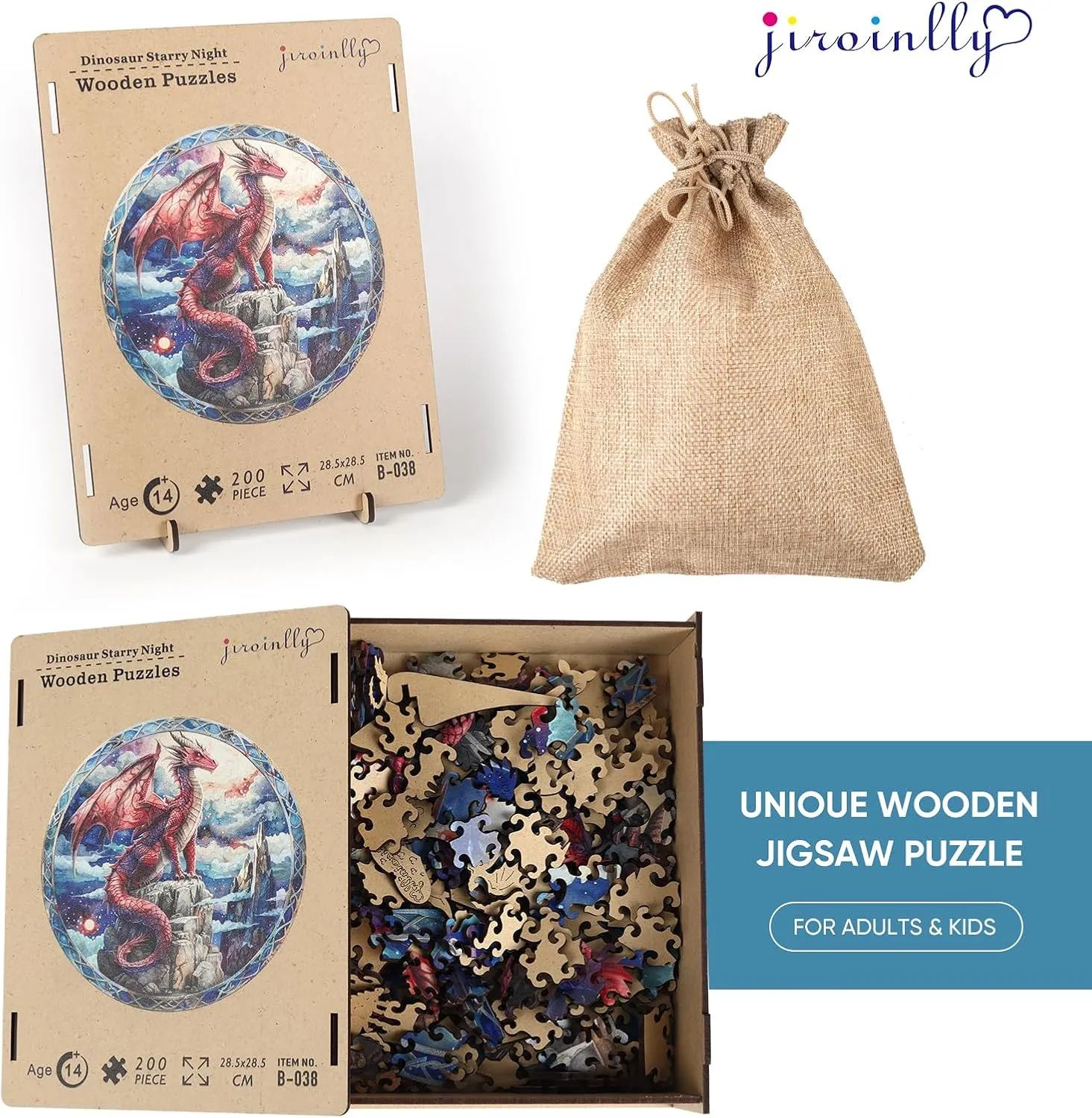 Puzzles for Adults Starry Sky Dragon Wooden Puzzles, 200 Pieces Unique Shaped Liberty Jigsaw Puzzles, Creative Toys for Adults and Kids, Fun Challenge Family Game 11.2'' x 11.2''