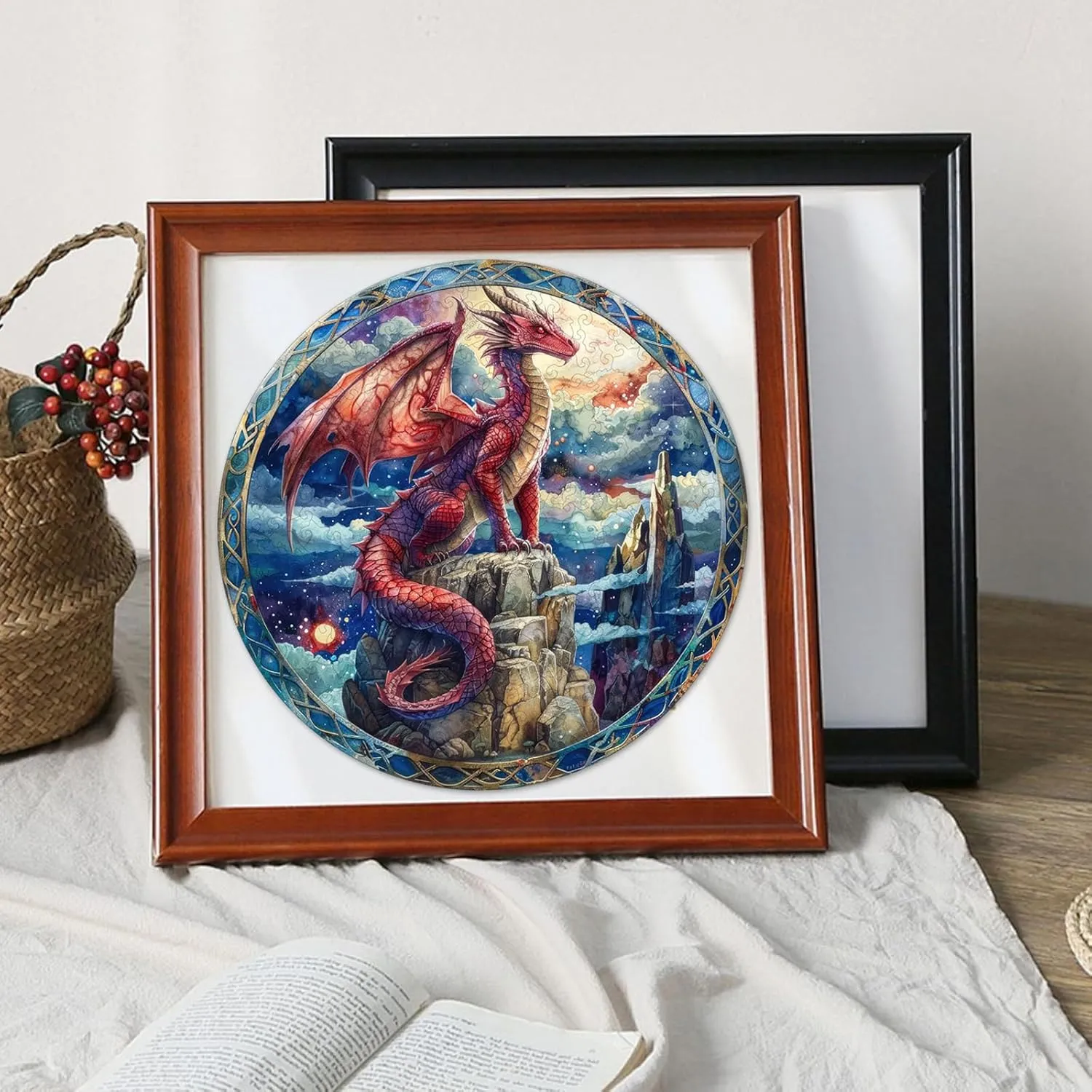 Puzzles for Adults Starry Sky Dragon Wooden Puzzles, 200 Pieces Unique Shaped Liberty Jigsaw Puzzles, Creative Toys for Adults and Kids, Fun Challenge Family Game 11.2'' x 11.2''