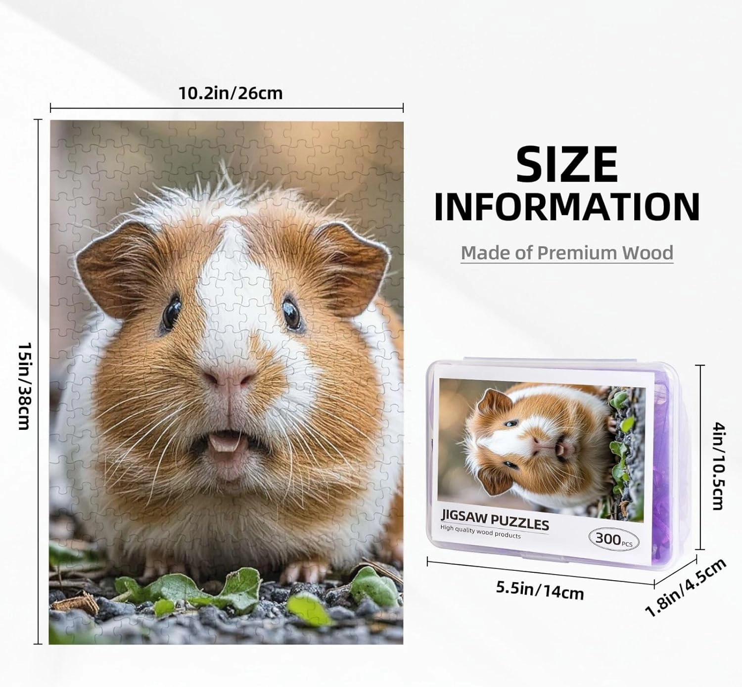 Puzzles 300 Pieces Personalized Jigsaw Puzzles Guinea Pigs Funny Puzzle Challenging Photo Puzzle with Storage Bag Picture Puzzle for Adults Family 10.2 x 15 inch
