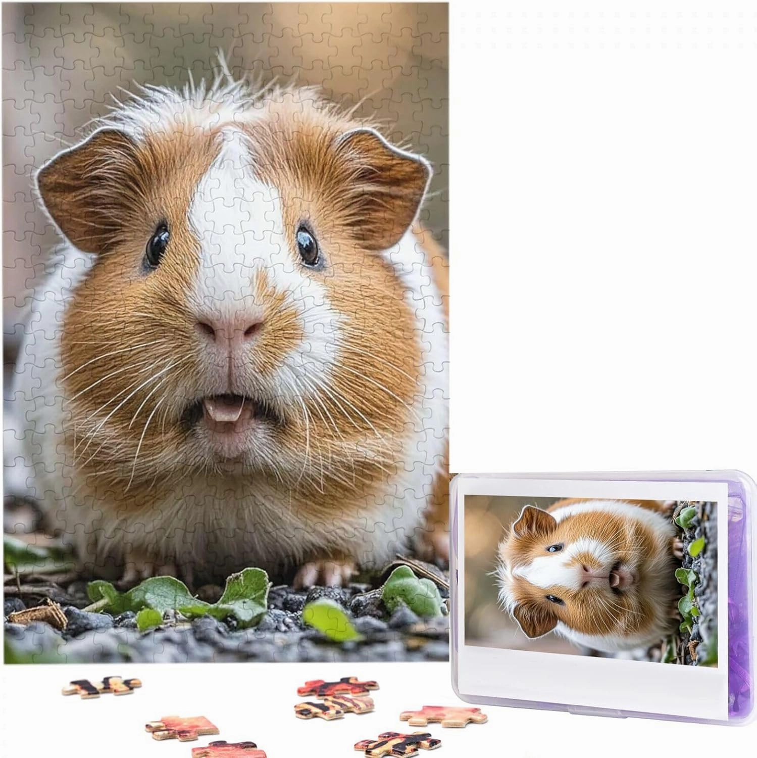 Puzzles 300 Pieces Personalized Jigsaw Puzzles Guinea Pigs Funny Puzzle Challenging Photo Puzzle with Storage Bag Picture Puzzle for Adults Family 10.2 x 15 inch