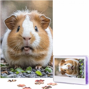 Puzzles 300 Pieces Personalized Jigsaw Puzzles Guinea Pigs Funny Puzzle Challenging Photo Puzzle with Storage Bag Picture Puzzle for Adults Family 10.2 x 15 inch