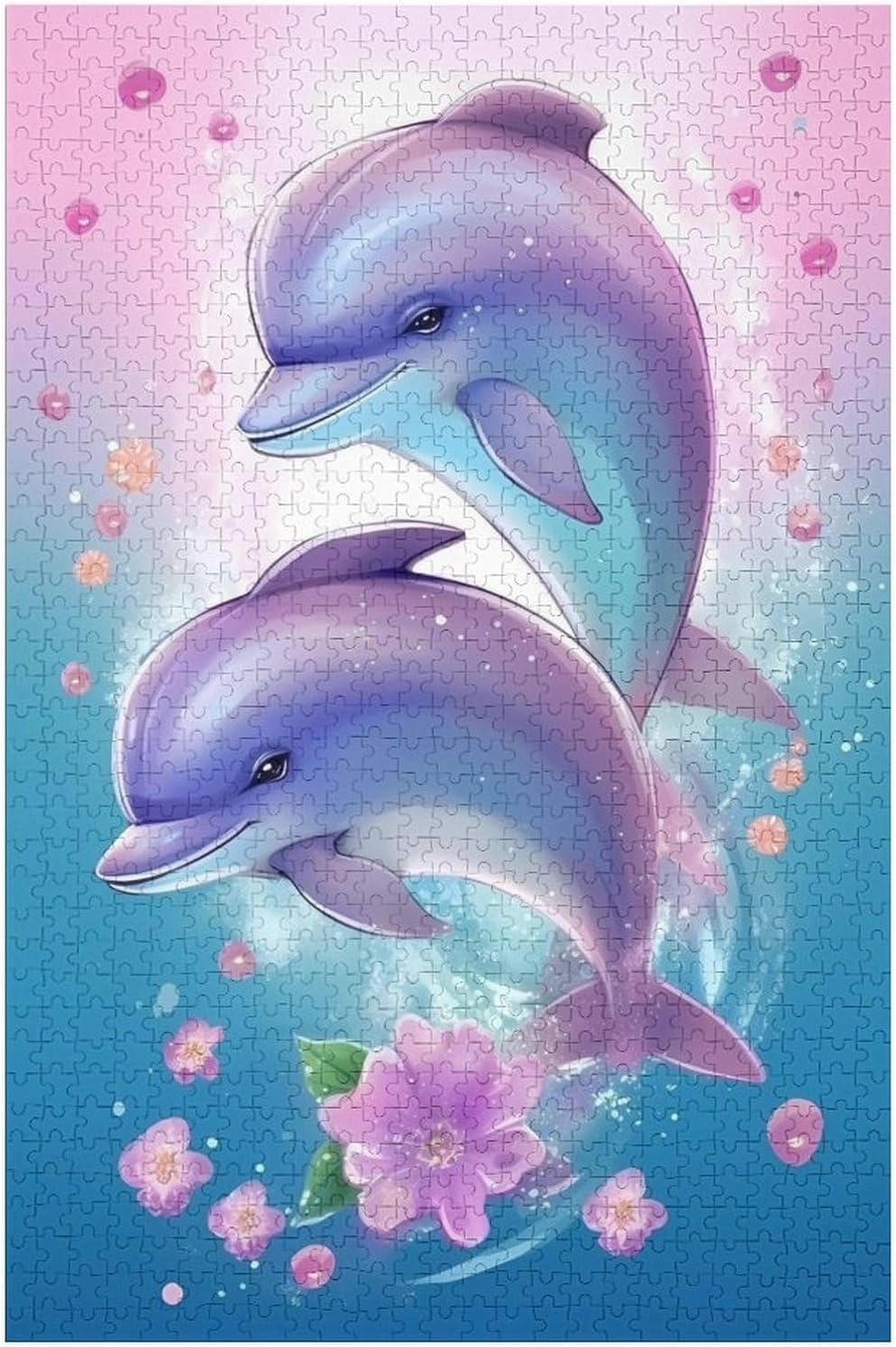 Puzzles for Adults 1000 Pieces - Cartoon Dolphins Sea Fish Funny Challenging Puzzle Perfect for Game Nights