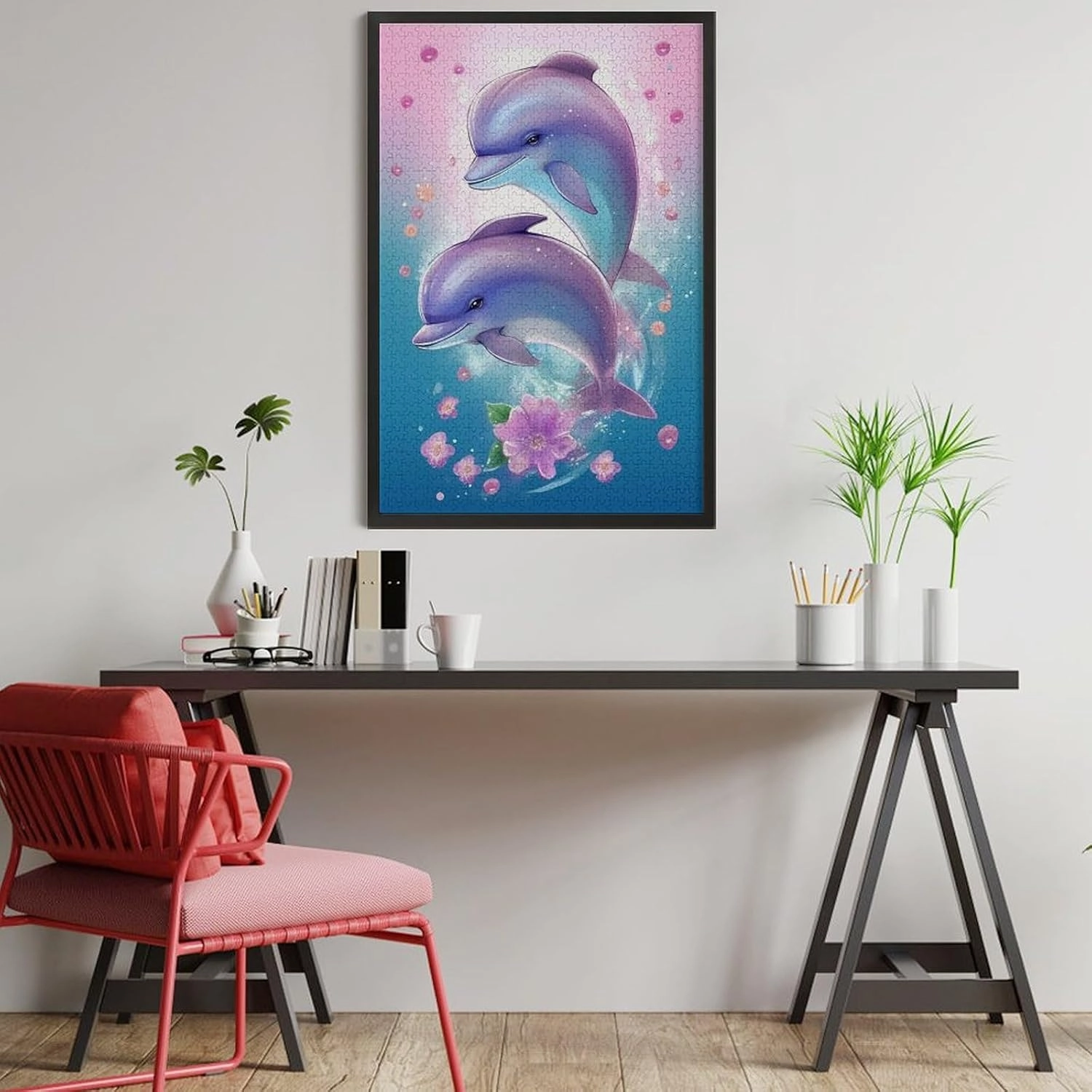 Puzzles for Adults 1000 Pieces - Cartoon Dolphins Sea Fish Funny Challenging Puzzle Perfect for Game Nights