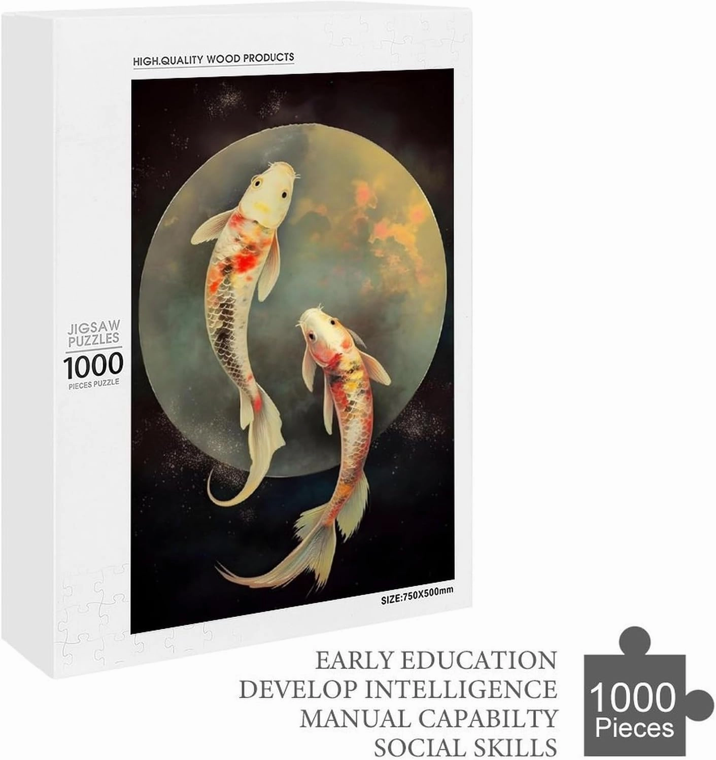 Puzzles for Adults 1000 Pieces - Fantasy Koi Fish Ocean Funny Educational Puzzles, Birthday Christmas Valentine's Day Gift