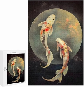 Puzzles for Adults 1000 Pieces - Fantasy Koi Fish Ocean Funny Educational Puzzles, Birthday Christmas Valentine's Day Gift