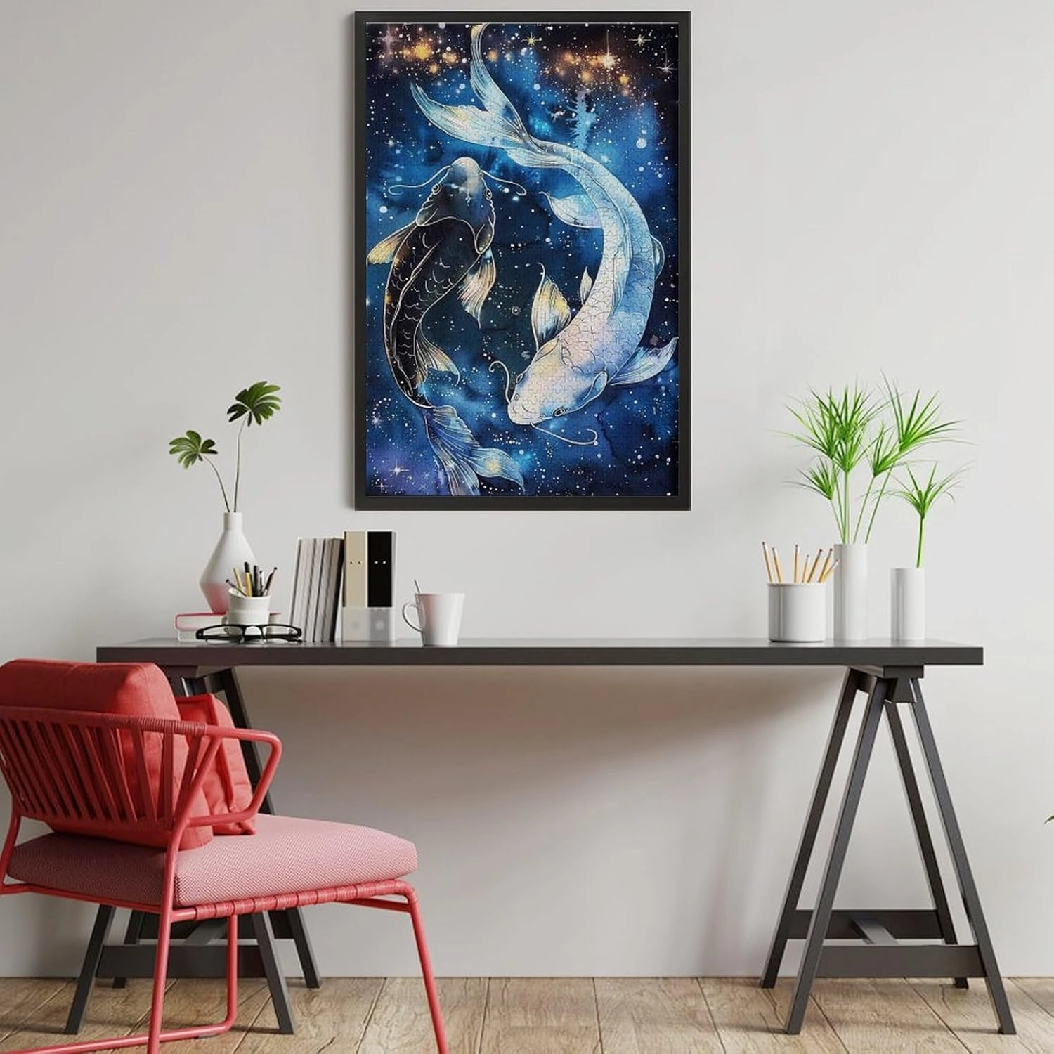 Puzzles for Adults 1000 Pieces - Fish Koi Fish Swimming in Space Funny Educational Puzzles,Toys for Boys and Girls