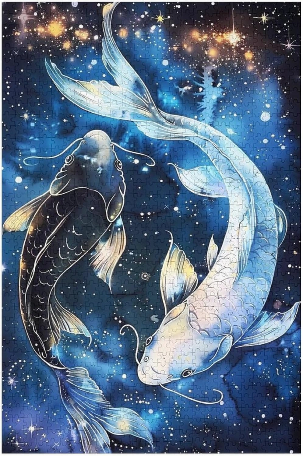 Puzzles for Adults 1000 Pieces - Fish Koi Fish Swimming in Space Funny Educational Puzzles,Toys for Boys and Girls