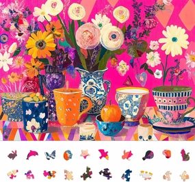 Puzzles for Adults 1000 Pieces - Flowers Art: Difficult Challenging Unique Jigsaw Puzzle for Adults, Gift for Women, 6-Color-Zone on Back Puzzles