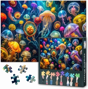 Puzzles for Adults 1000 Pieces - Jellyfish Jigsaw Puzzle, Colorful Fantasy Jellyfish 1000 Piece Puzzle for Adults, Challenging Puzzle 1000 Pieces, Art Decor & Family Fun Gift 70 * 50cm
