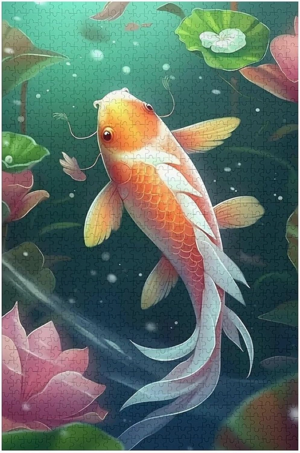 Puzzles for Adults 1000 Pieces - Koi Fish A Koi Fish Gracefully Swimming Funny Puzzle Unique Difficult and Challenge Large Puzzle Game Toys Gift
