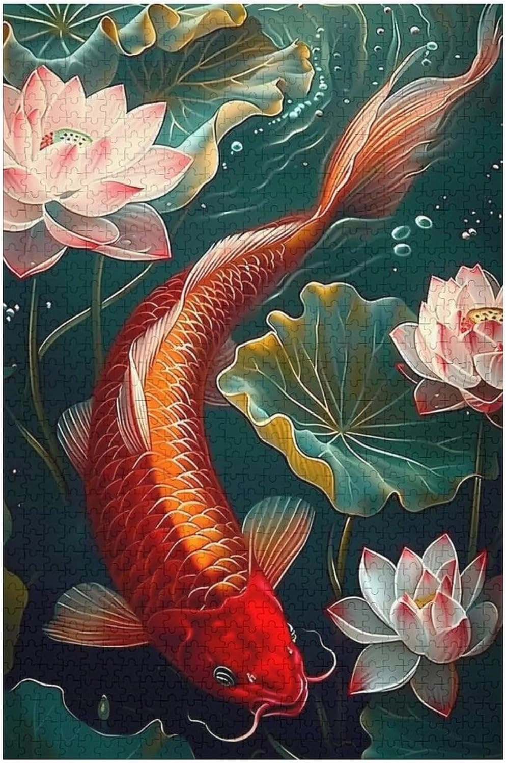 Puzzles for Adults 1000 Pieces - Koi in The Lotus Pond Fish Puzzles for Family Games, Puzzle for Gifts, Funny Puzzle for Education