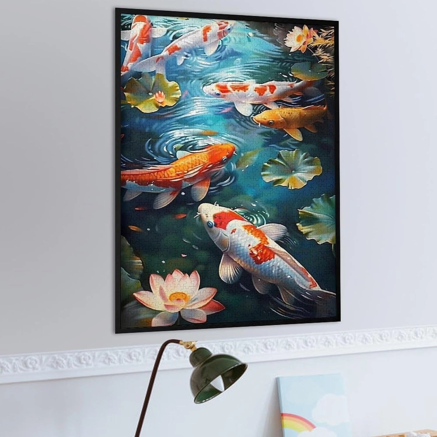 Puzzles for Adults 1000 Pieces - Koi Swimming in Lotus Ponds Fish Funny Puzzle, Seek and Find Activities, Travel Toys for Toddlers and Kids