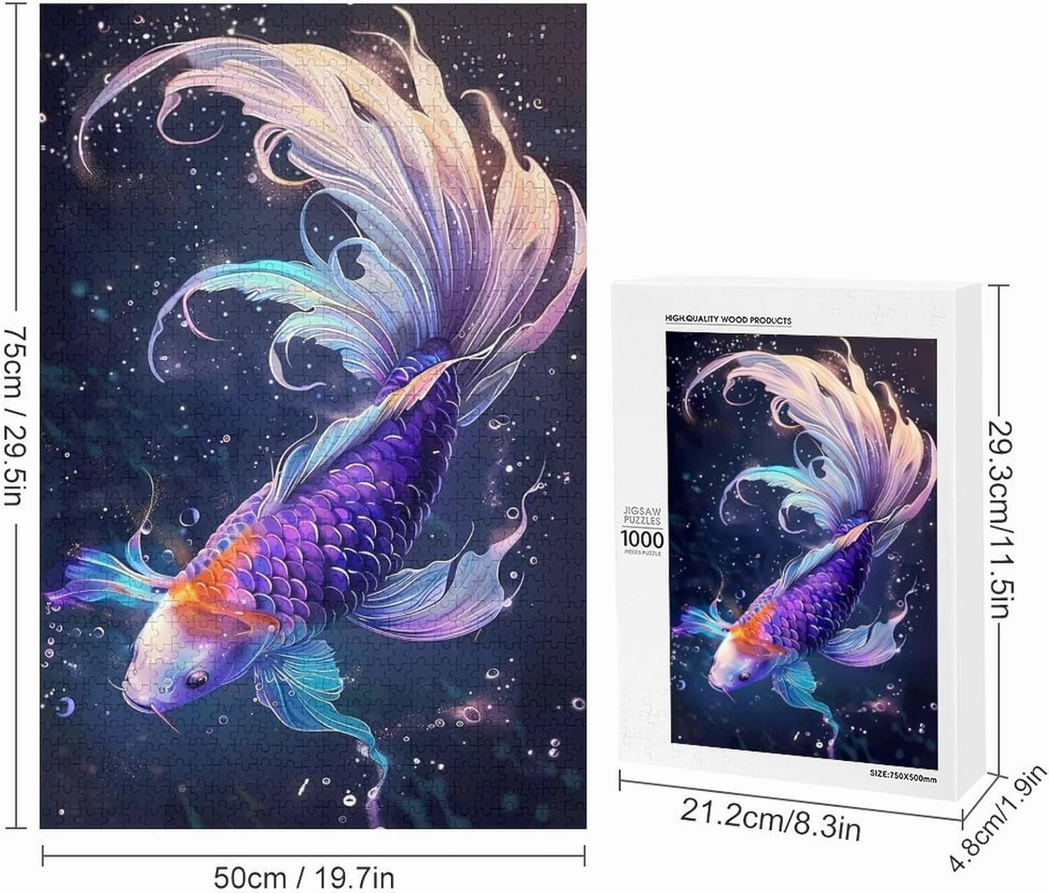 Puzzles for Adults 1000 Pieces - Purple Betta Fish Fish Funny Puzzles Educational Games Gift for Birthday Christmas Halloween