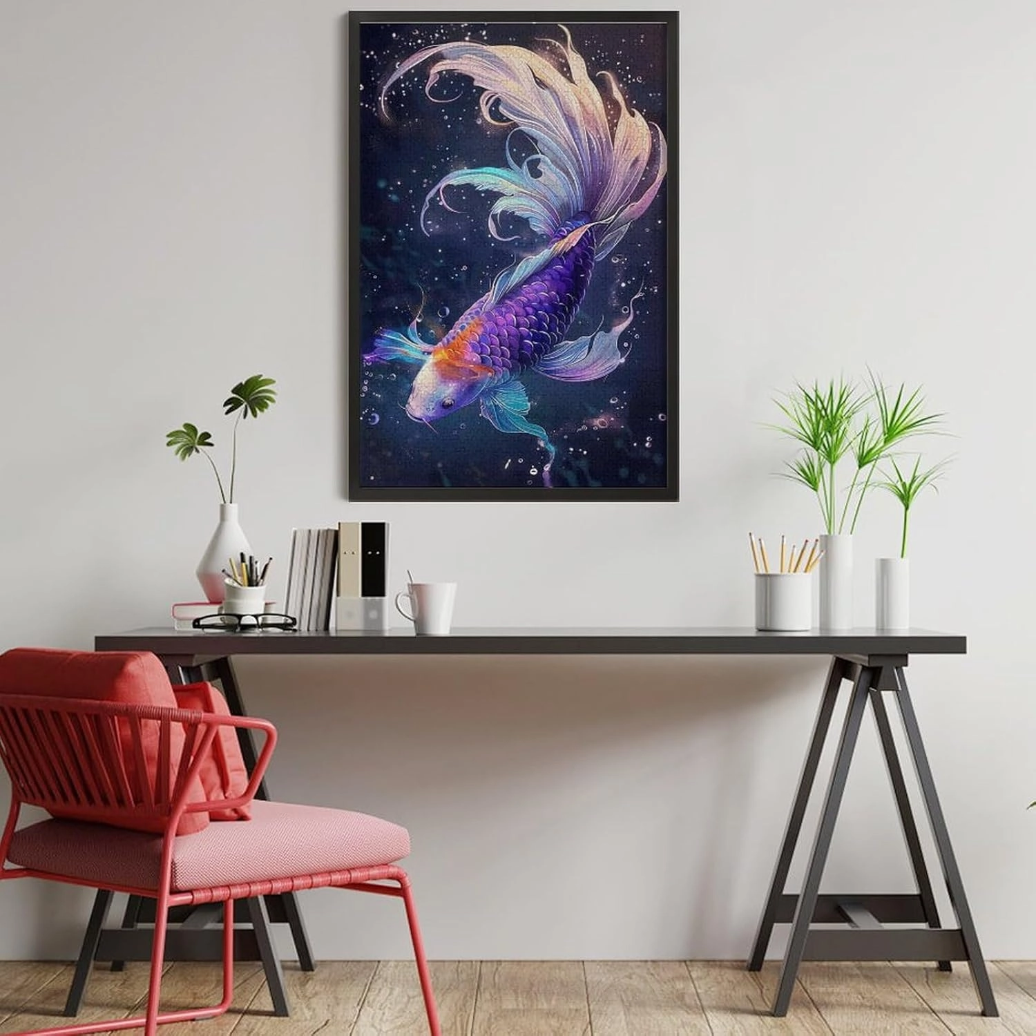 Puzzles for Adults 1000 Pieces - Purple Betta Fish Fish Funny Puzzles Educational Games Gift for Birthday Christmas Halloween