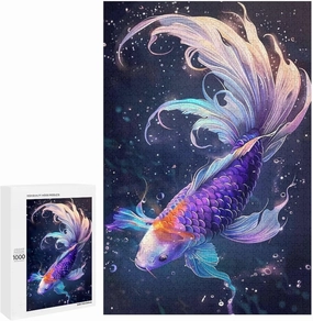 Puzzles for Adults 1000 Pieces - Purple Betta Fish Fish Funny Puzzles Educational Games Gift for Birthday Christmas Halloween