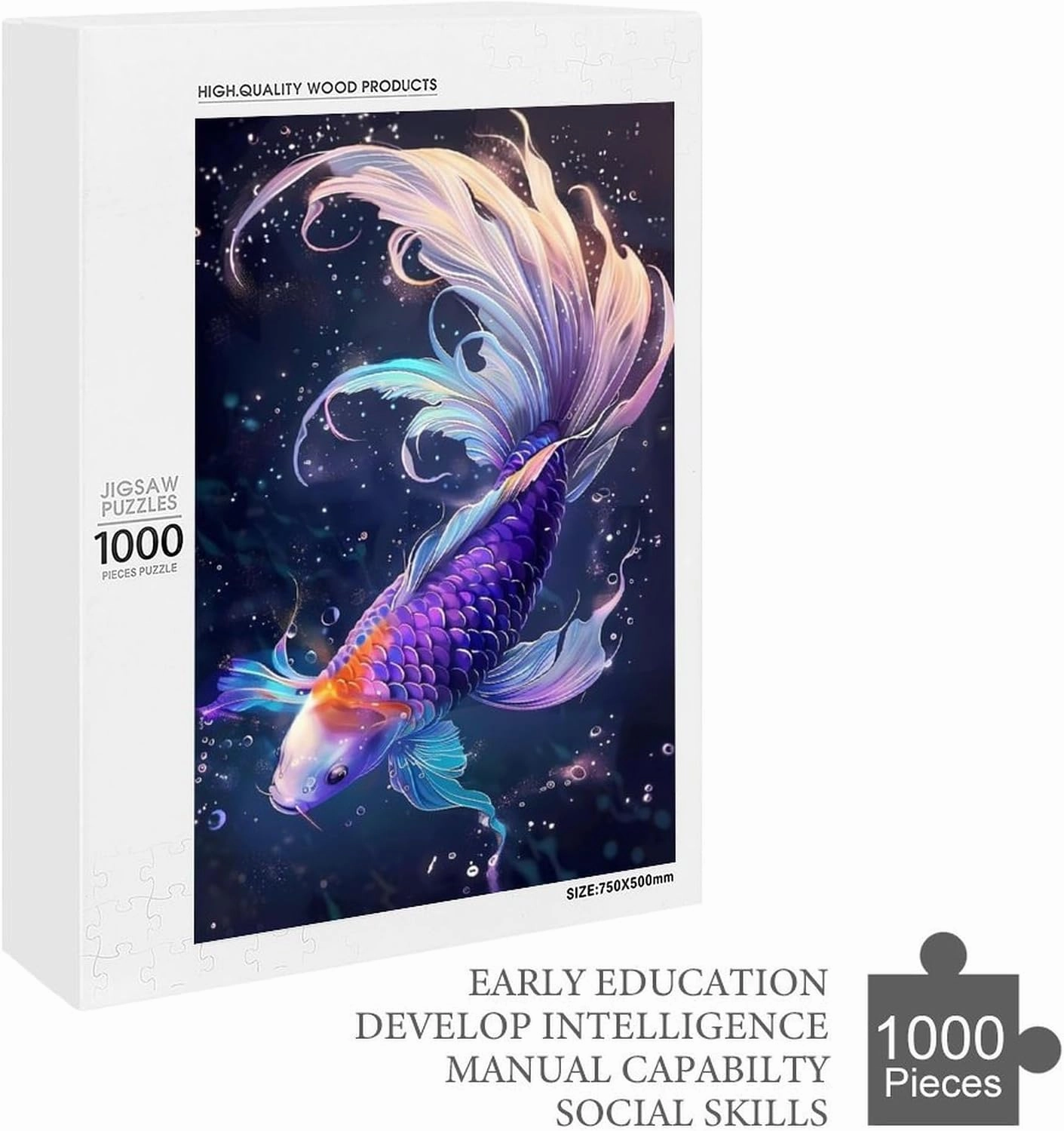 Puzzles for Adults 1000 Pieces - Purple Betta Fish Fish Funny Puzzles Educational Games Gift for Birthday Christmas Halloween