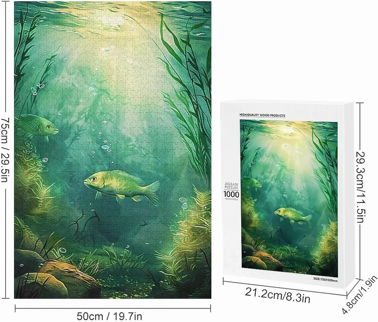 Puzzles for Adults 1000 Pieces - Seaweed and Fish in The Sea Fish Funny Puzzles Educational Games Gift for Birthday Christmas Halloween