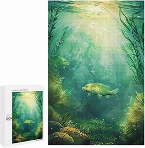 Puzzles for Adults 1000 Pieces - Seaweed and Fish in The Sea Fish Funny Puzzles Educational Games Gift for Birthday Christmas Halloween