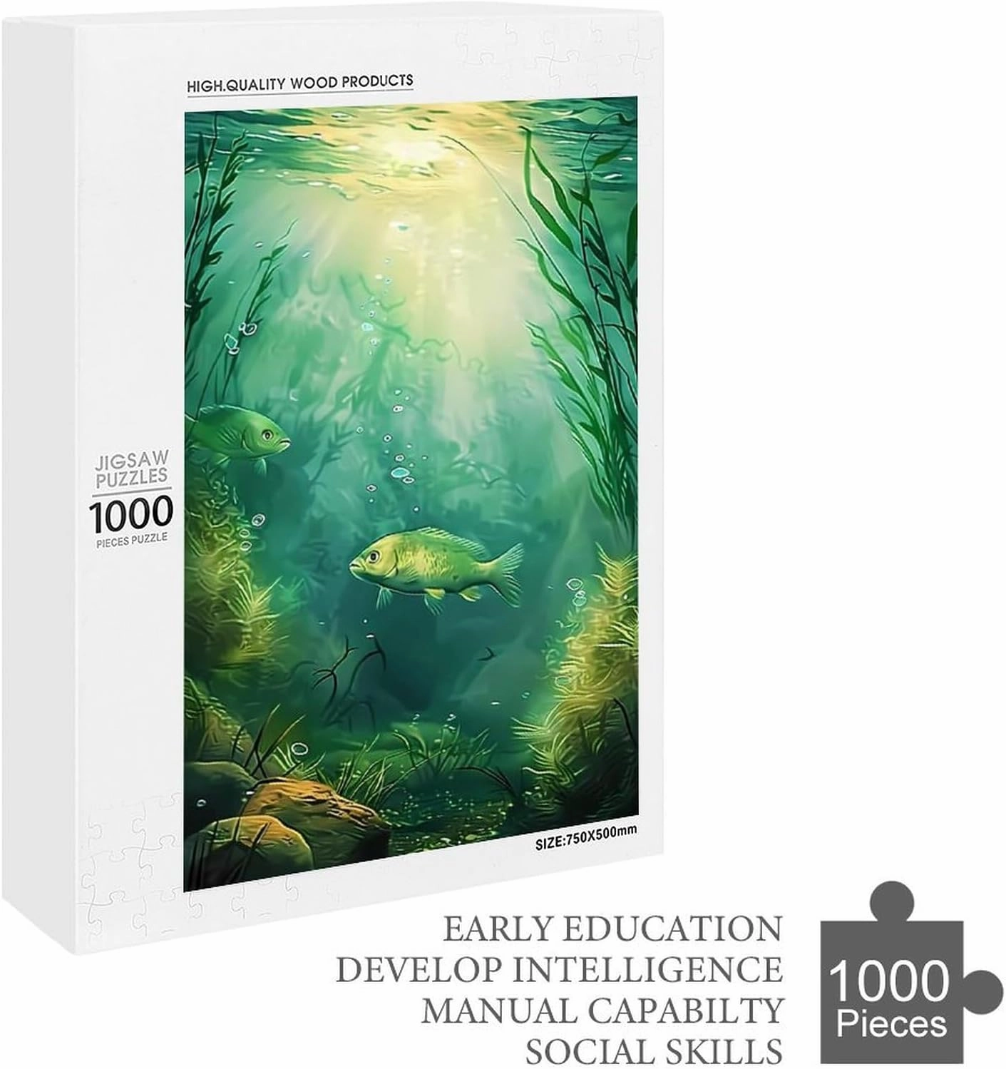 Puzzles for Adults 1000 Pieces - Seaweed and Fish in The Sea Fish Funny Puzzles Educational Games Gift for Birthday Christmas Halloween