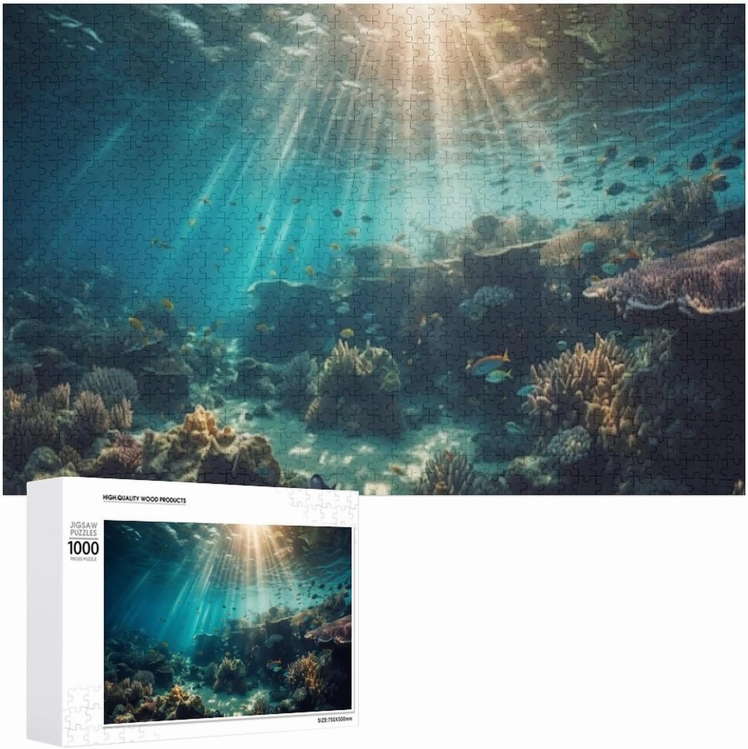 Puzzles for Adults 1000 Pieces - Swimming with Multi Ed Reef Fish Sea Puzzles for Family Games, Puzzle for Gifts, Funny Puzzle for Education