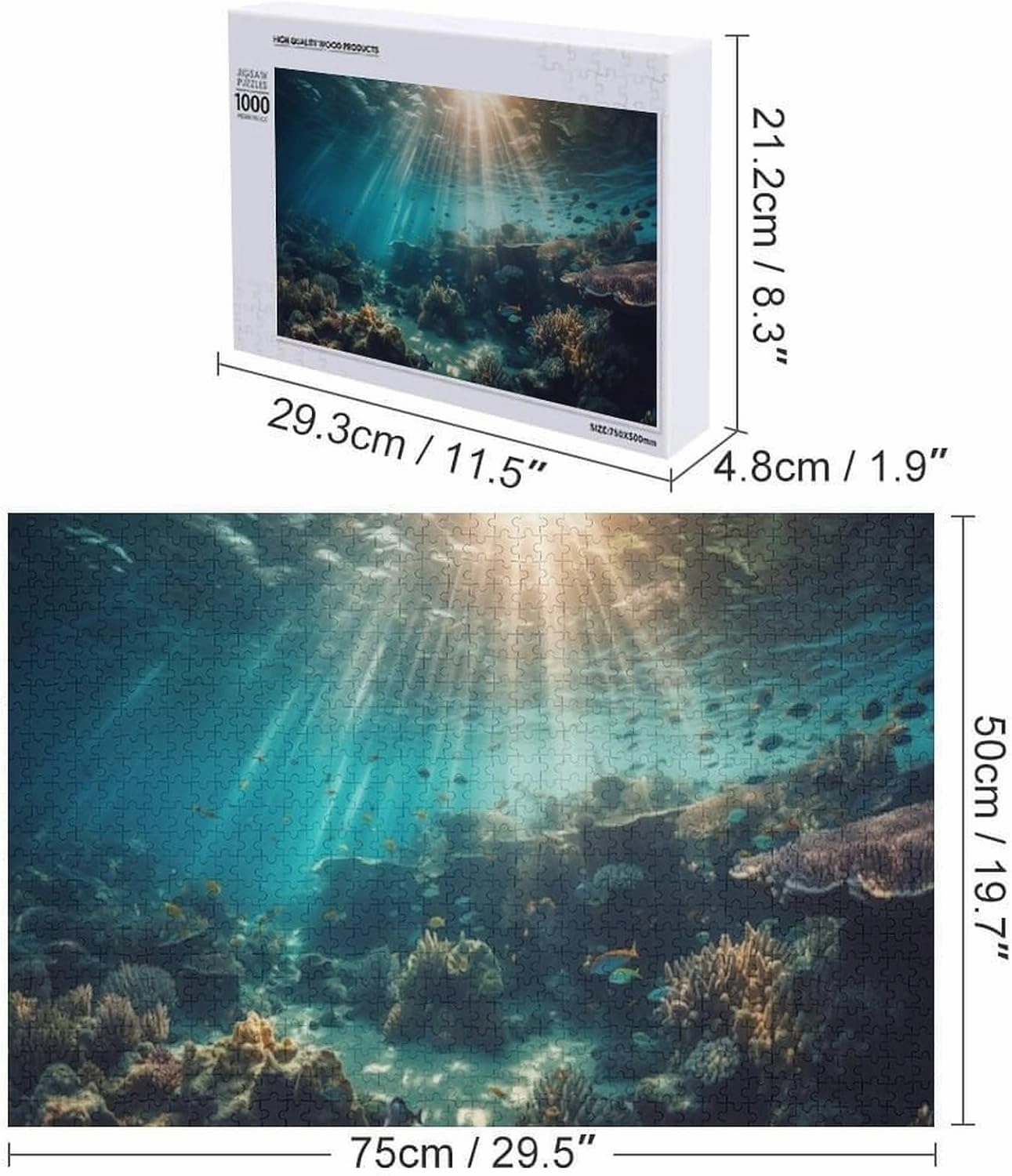 Puzzles for Adults 1000 Pieces - Swimming with Multi Ed Reef Fish Sea Puzzles for Family Games, Puzzle for Gifts, Funny Puzzle for Education