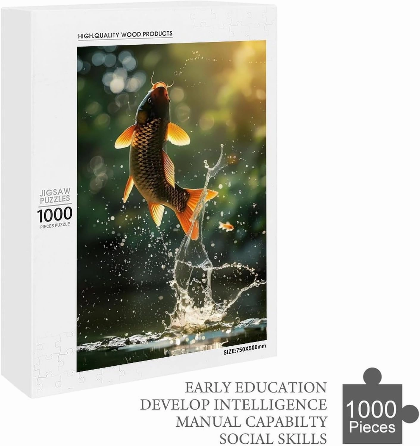 Puzzles for Adults 1000 Pieces - The Carp Leaping Out of The Water Fish Funny Puzzle, Seek and Find Activities, Travel Toys for Toddlers and Kids