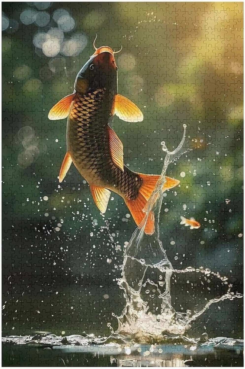 Puzzles for Adults 1000 Pieces - The Carp Leaping Out of The Water Fish Funny Puzzle, Seek and Find Activities, Travel Toys for Toddlers and Kids