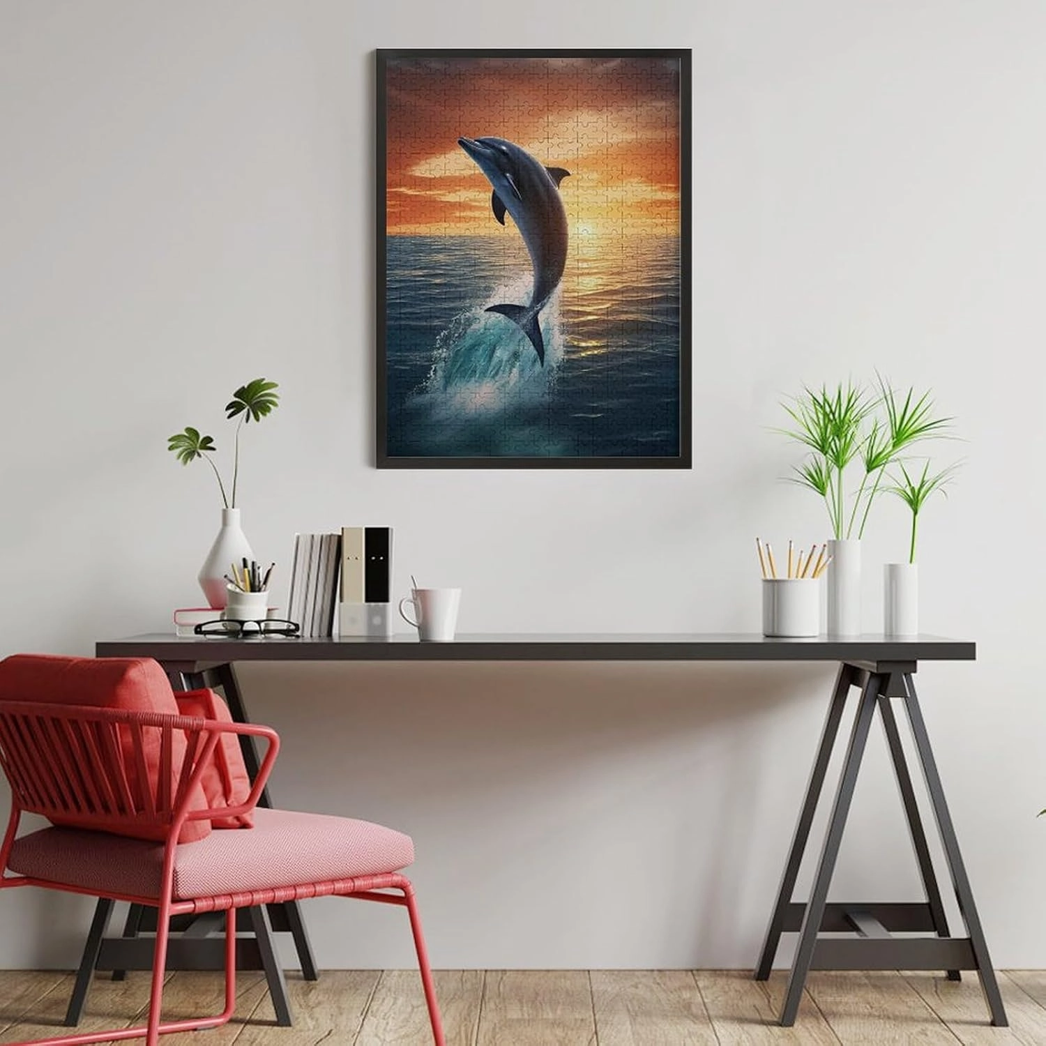 Puzzles for Adults 500 Pieces - Dolphin Jumping Water Ocean Picture Puzzles for Family Games, Puzzle for Gifts, Funny Puzzle for Education
