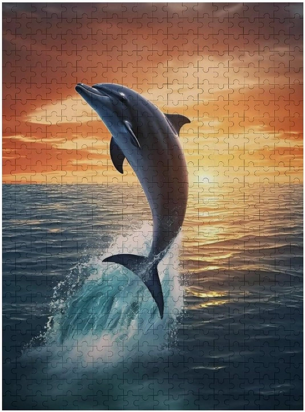 Puzzles for Adults 500 Pieces - Dolphin Jumping Water Ocean Picture Puzzles for Family Games, Puzzle for Gifts, Funny Puzzle for Education