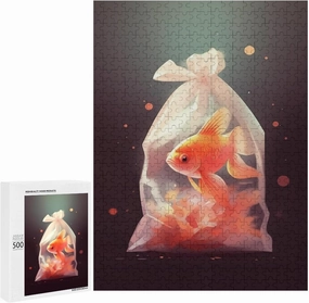 Puzzles for Adults 500 Pieces - Fish in a Bag Fish Puzzle Challenging Educational Toys Puzzles Reduced Pressure Gift