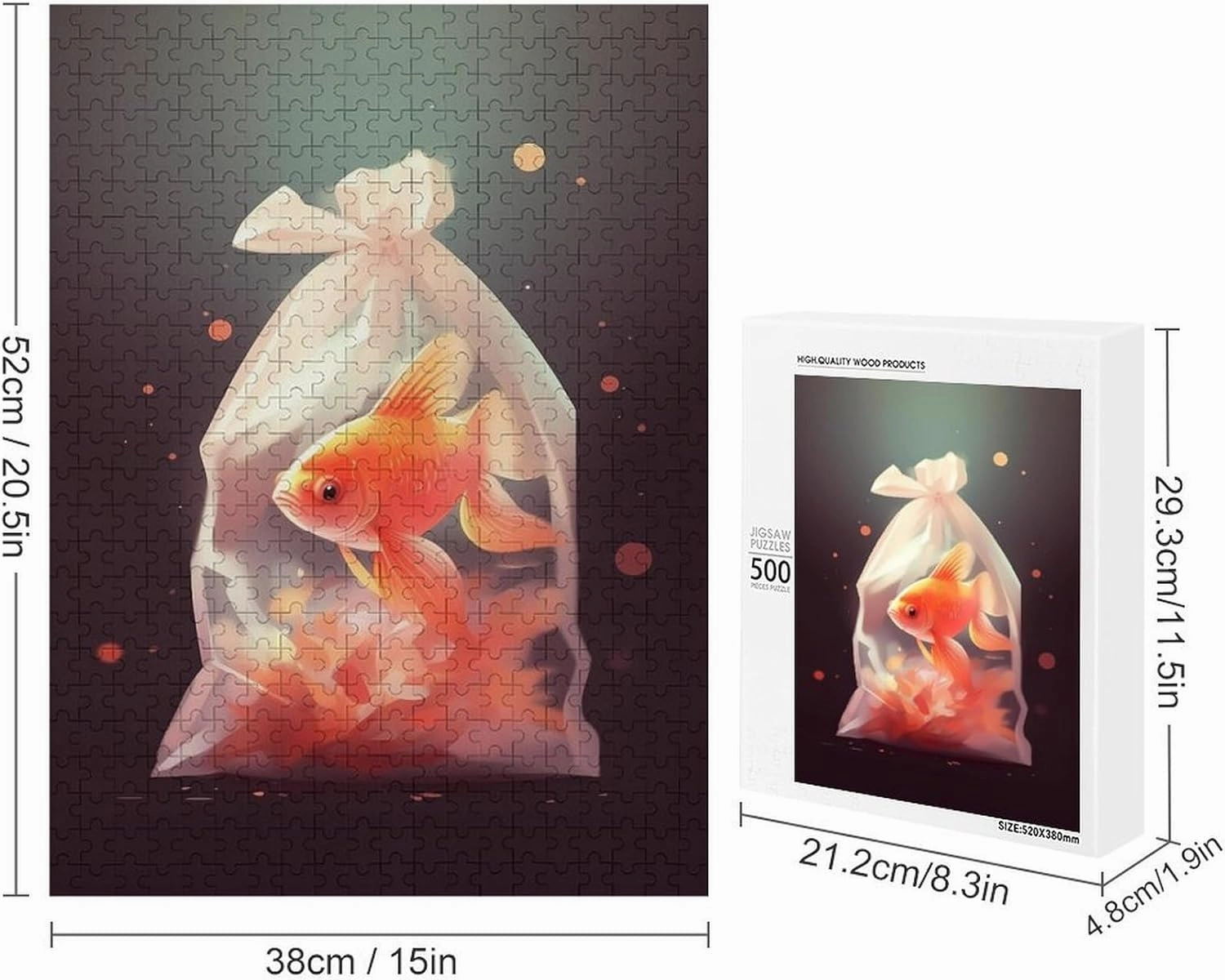 Puzzles for Adults 500 Pieces - Fish in a Bag Fish Puzzle Challenging Educational Toys Puzzles Reduced Pressure Gift