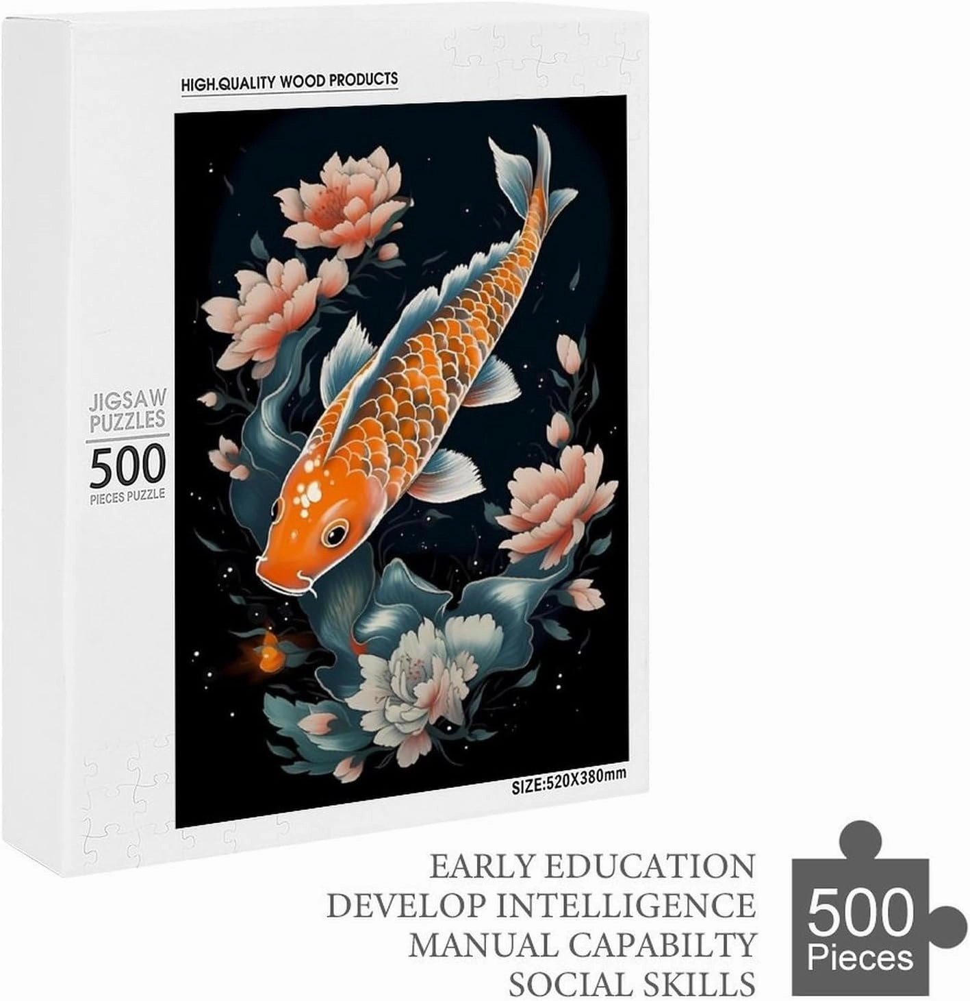 Puzzles for Adults 500 Pieces - Giant Koi Fish Koi Fish Funny Puzzles Educational Games Gift for Birthday Christmas Halloween