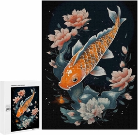 Puzzles for Adults 500 Pieces - Giant Koi Fish Koi Fish Funny Puzzles Educational Games Gift for Birthday Christmas Halloween