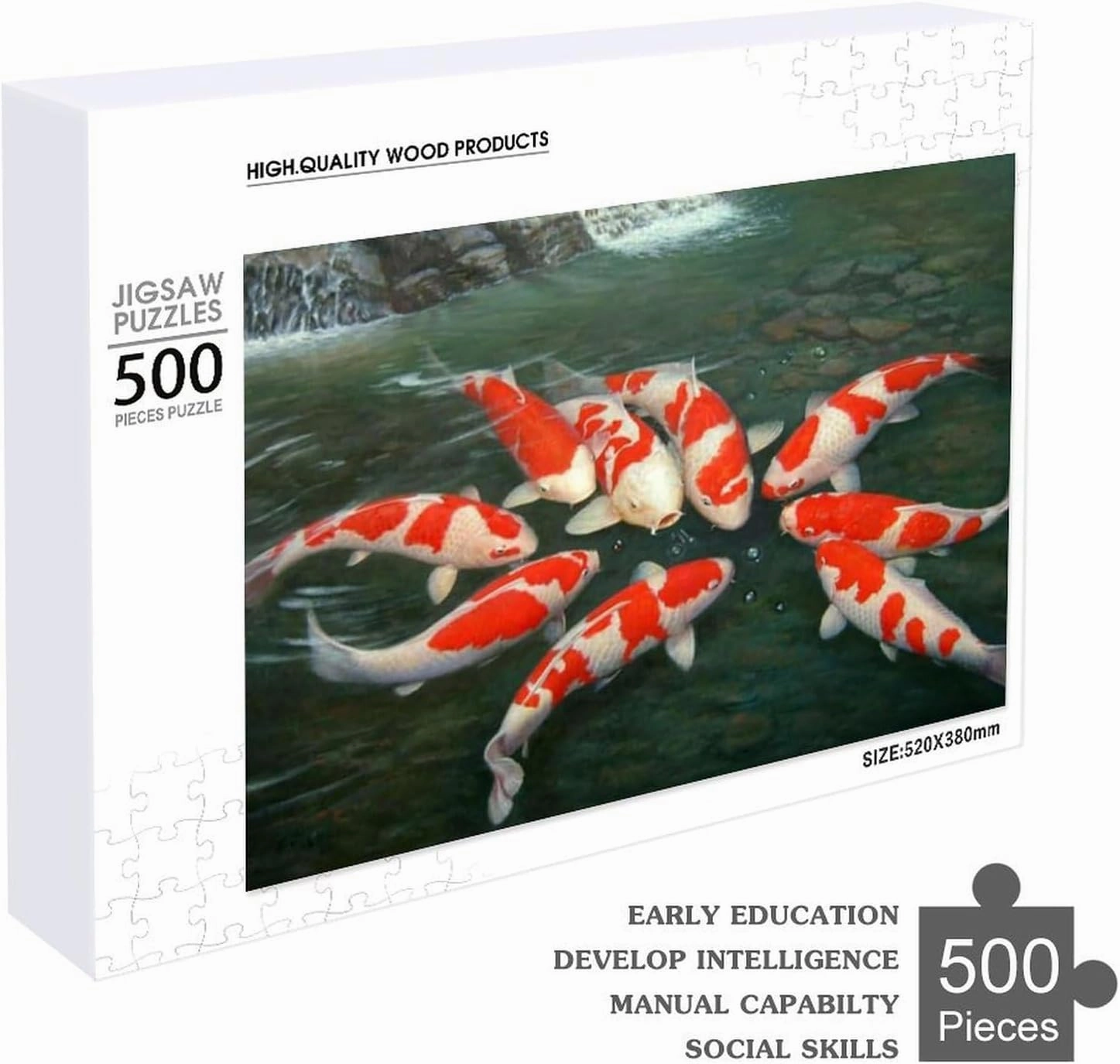 Puzzles for Adults 500 Pieces - Koi Fish Nine Koi Fish Hi-Definition Printing Beautiful Drawings,for Bedroom Decor Family Holidays,Elevate Yourself Gift Decor