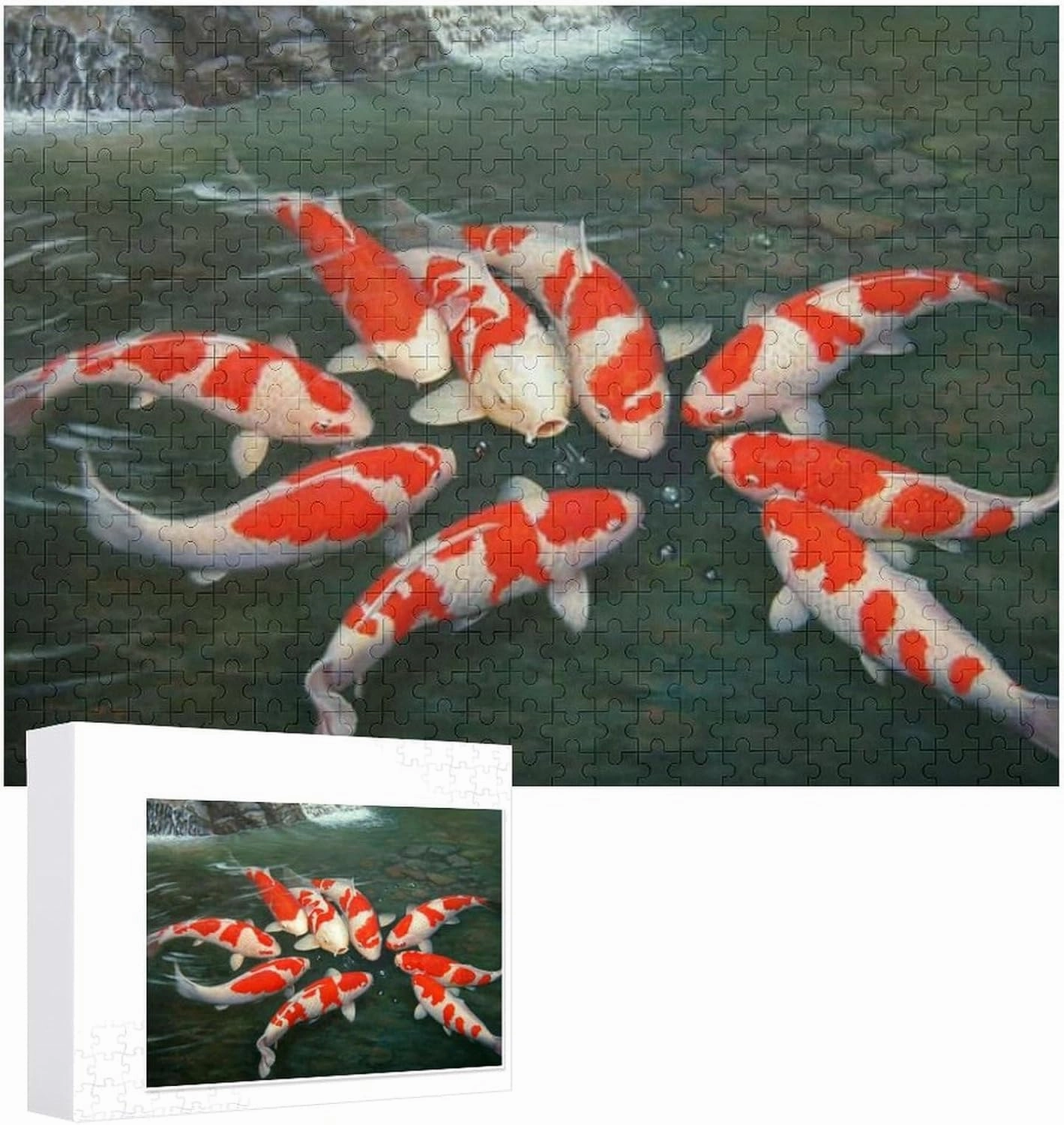 Puzzles for Adults 500 Pieces - Koi Fish Nine Koi Fish Hi-Definition Printing Beautiful Drawings,for Bedroom Decor Family Holidays,Elevate Yourself Gift Decor