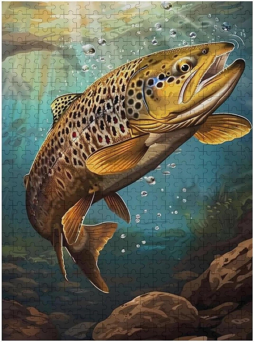 Puzzles for Adults 500 Pieces - The Brown Trout Fish Fish Funny Educational Learning Puzzle Toys for Girls and Boys